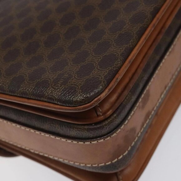 CELINE Macadam Canvas Shoulder Bag PVC Leather Brown Gold Auth 116316 - Picture 5 of 16